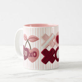 Pink Stripes XOXO Cherry Zweifarbige Tasse