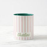 Pink Stripte Pastel Retro Kundenspezifische Tasse<br><div class="desc">Pink gestreifte Pastel Retro Kundenspezifischer Name Kaffeemaschine Tasse</div>