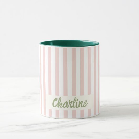 Pink Stripte Pastel Retro Kundenspezifische Tasse (Zentrum)