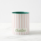 Pink Stripte Pastel Retro Kundenspezifische Tasse (Zentrum)