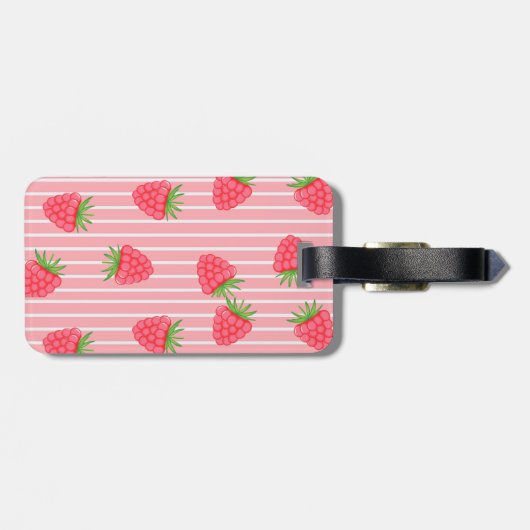 PINK STRIPY STRAWBERRIES GEPÄCKANHÄNGER (Rückseite horizontal)