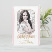 Pink Stroke Gold Minimal Modernes Brautparty Einladung (Stehend Vorderseite)