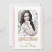 Pink Stroke Gold Minimal Modernes Brautparty Einladung (Vorderseite)