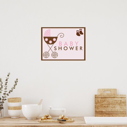 Pink Stroller Babyduschzeichen Poster (Küche)
