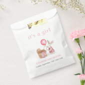 Pink Stroller Bunny Balloon Girl Babydusche Geschenktütchen (Versiegelt)