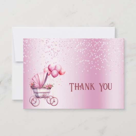 Pink Stroller Dankeschön Karte (Vorderseite)