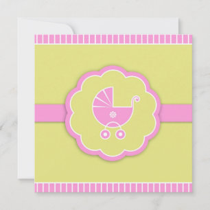 Pink Stroller Girl Baby Dusche Flat Einladung