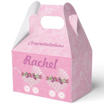 Pink Stroller Girl Baby Shower 5"w x 3"l x 6.5"h