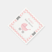 Pink Stroller Zickzack Baby Girl Dusche Napkins Serviette (Ecke)