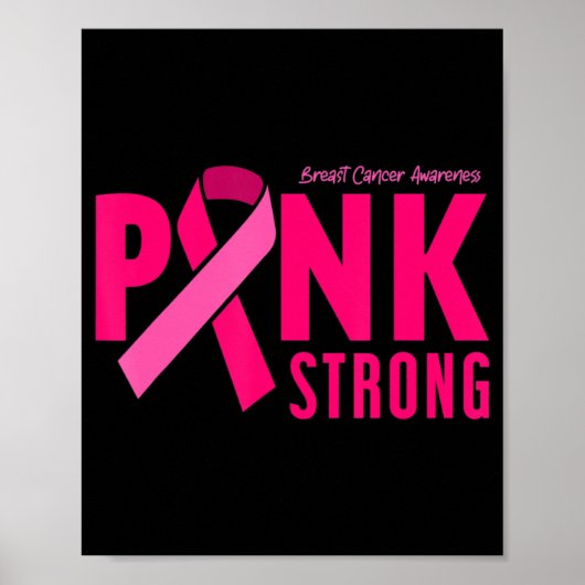 Pink Strong Breast Cancer Awareness T - Shirt154 Poster (Vorne)