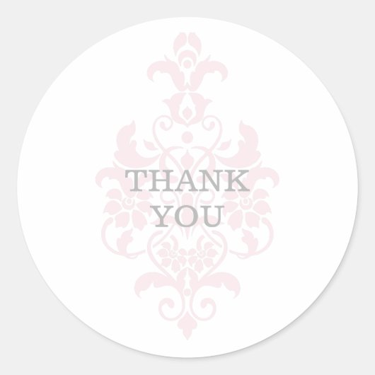 Pink Subtle Damask Danke Stickers (Vorderseite)
