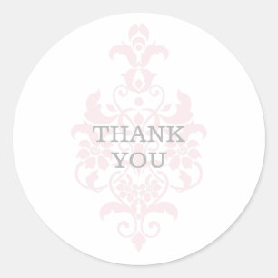 Pink Subtle Damask Danke Stickers