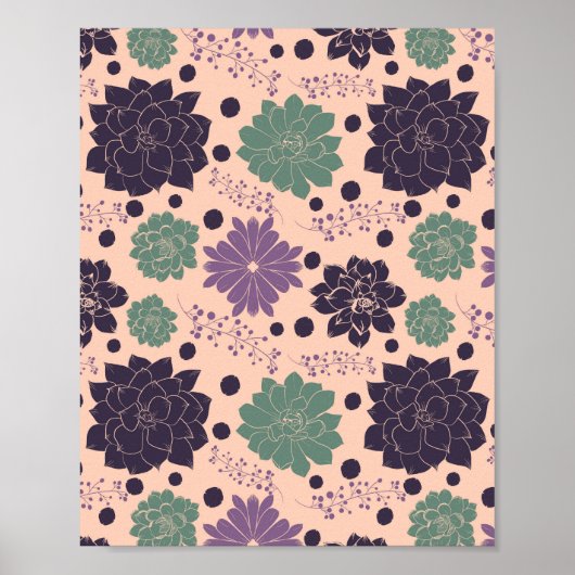 Pink Succules Blumenmuster-Poster Poster (Vorne)