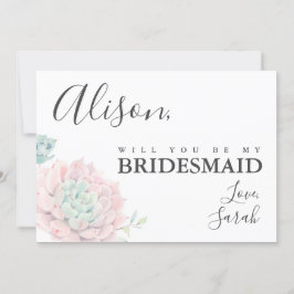 Pink Succuly Bridesmaid Vorschlag Card Einladung
