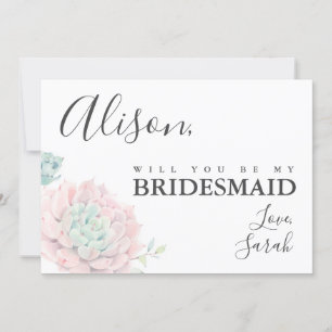 Pink Succuly Bridesmaid Vorschlag Card Einladung