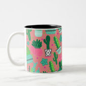 Pink Südwest Cactus Pattern Zweifarbige Tasse (Links)