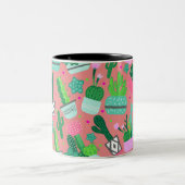 Pink Südwest Cactus Pattern Zweifarbige Tasse (Mittel)