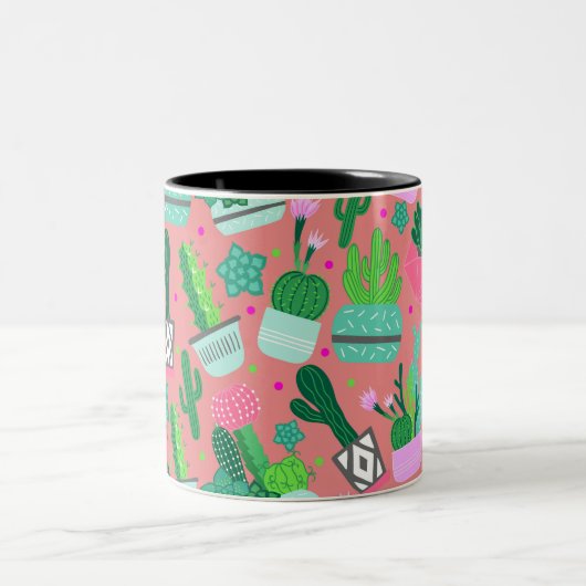 Pink Südwest Cactus Pattern Zweifarbige Tasse (Mittel)