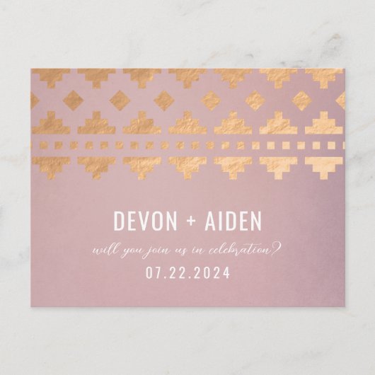 Pink Südwest Gleam Wedding Antwort Postkarte (Vorderseite)