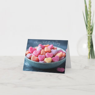 Pink Sugar Candy Hearts Valentine Gruß Feiertagskarte