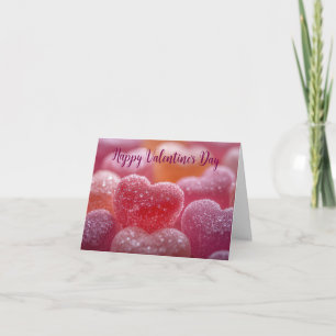 Pink Sugar Candy Hearts Valentine Gruß Feiertagskarte