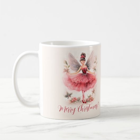 Pink Sugar Plum Fairy Script Weihnachtszeit Tasse (Links)
