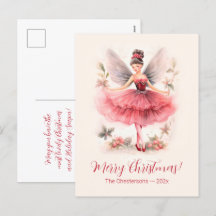 Pink Sugar Plum Fairy Vintage Weihnachtskarte