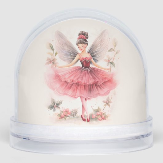 Pink Sugar Plum Fairy Weihnachten Schneekugeln (Vorderseite)