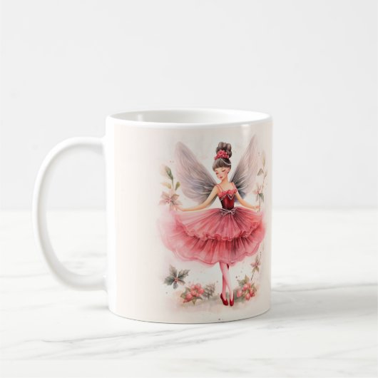 Pink Sugar Plum Fairy Weihnachtsfeier Tasse (Links)