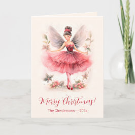 Pink Sugar Pum Fairy Vintage Weihnachtskarte Feiertagskarte