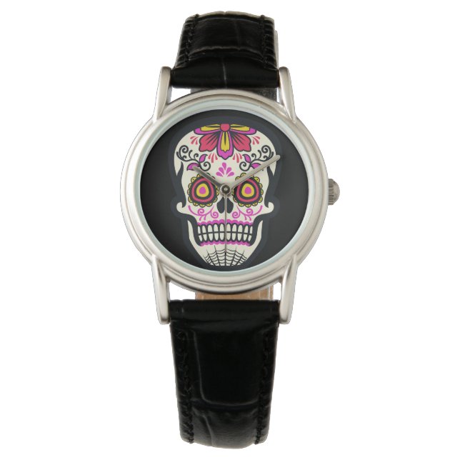 Pink Sugar Skull Armbanduhr (Vorderseite)