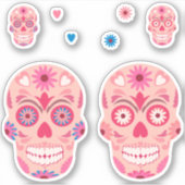 Pink Sugar Skull Aufkleber (Vorderseite)