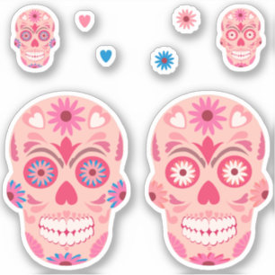 Pink Sugar Skull Aufkleber