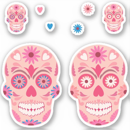Pink Sugar Skull Aufkleber (Vorderseite)