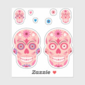 Pink Sugar Skull Aufkleber (Blatt)