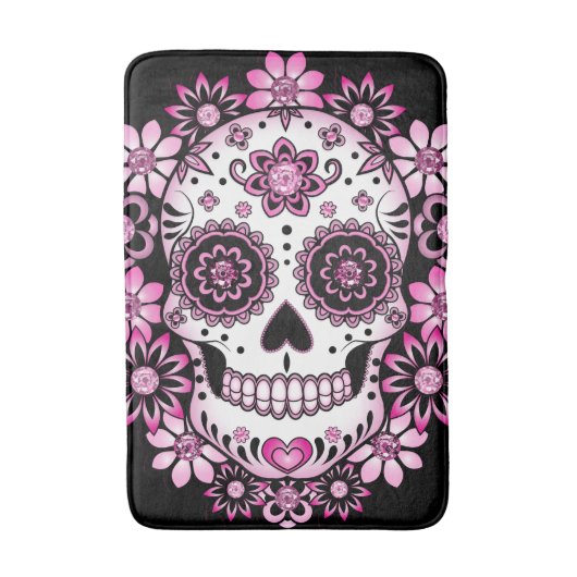 Pink Sugar Skull Badematte (Vorderseite Vertikal)