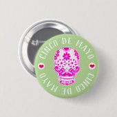 Pink Sugar Skull Cinco de Mayo Button (Vorne & Hinten)