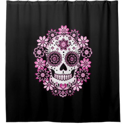 Pink Sugar Skull Duschvorhang (Vorderseite)