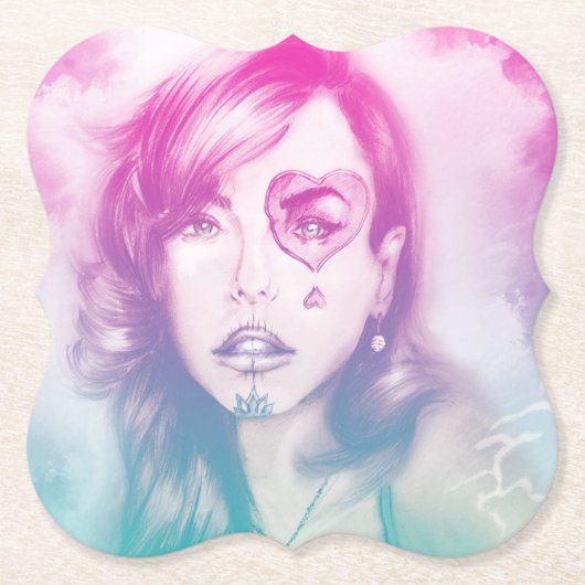 Pink Sugar Skull Makeup Girl, Shaped Untersetzer (Vorderseite)