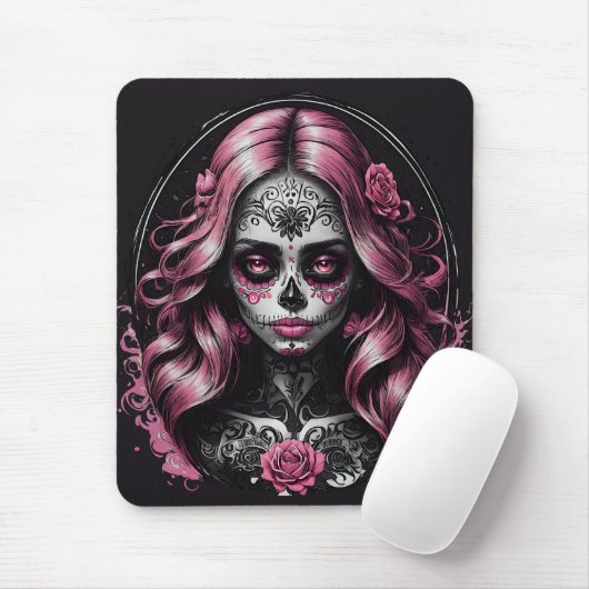 Pink Sugar Skull-no 2 Mousepad (Mit Mouse)