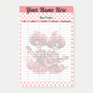 Pink Sugar Skull Steps Tracker Post-it Klebezettel