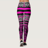 Pink Sugar Skull Stripte Leggings (Rückseite)