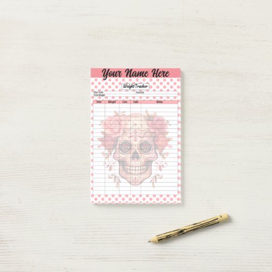 Pink Sugar Skull Weichtracker Post-it Klebezettel (Auf Schreibtisch)