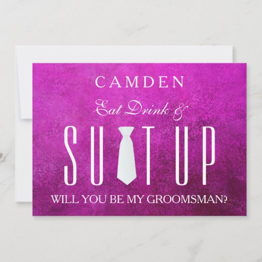 Pink Suitup Werden Sie mein Trauzeuge? Einladung (Vorderseite)