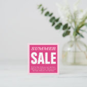 Pink Sumer Sale-Visitenkarte Begleitkarte (Stehend Vorderseite)