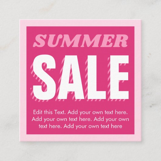 Pink Sumer Sale-Visitenkarte Begleitkarte (Vorderseite)