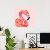 Pink Summer Flamingo Bird Aquarell Illustration Poster (Heimbüro)