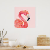 Pink Summer Flamingo Bird Aquarell Illustration Poster (Küche)