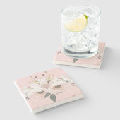 Pink Summer Floral Steinuntersetzer (Seitenansicht)