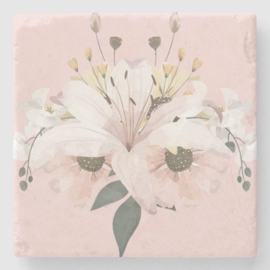 Pink Summer Floral Steinuntersetzer (Vorderseite)